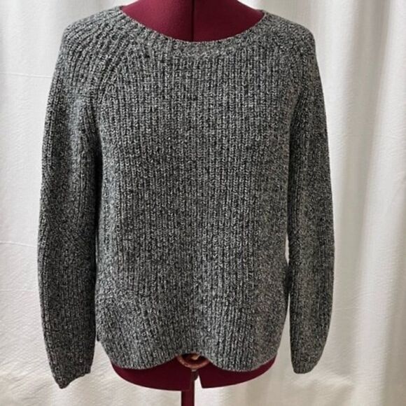 Gap Gray Chunky Ribbed Knit Crew Neck 100% Cotton Pullover Sweater  NWOT - Picture 3 of 9